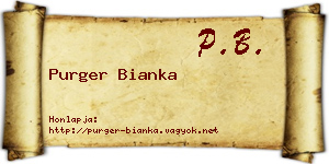 Purger Bianka névjegykártya